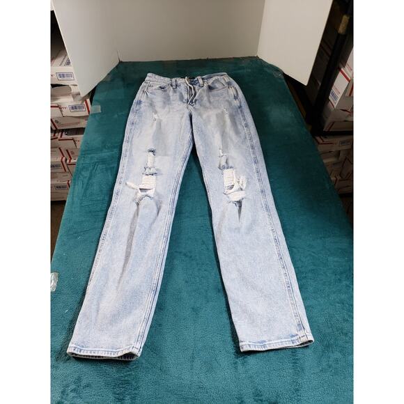 Hollister Jeans Size 2 Long Womens Blue Stretch Pants Denim High Rise Mom - Picture 1 of 13
